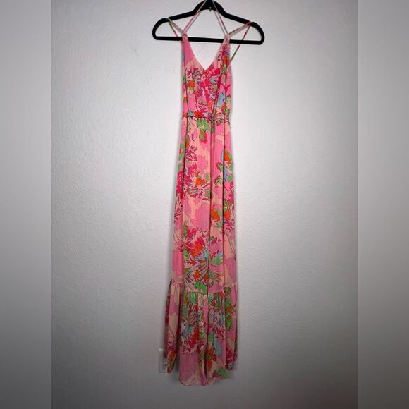 GB Gianni Bini Floral Pink Maxi Dress 🔥 lined 🔥 small - Picture 1 of 8